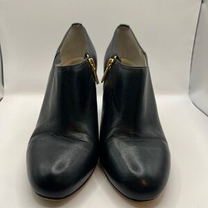 Michael Kors Black Ankle Booties‎ 3" Heel Gold Zipper Size 7.5 M- Pre Owned